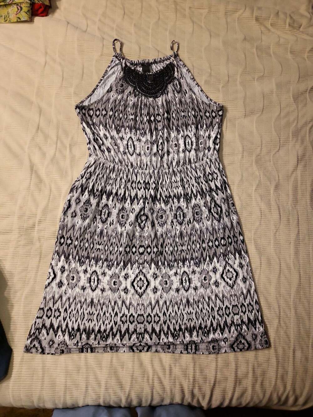 Lane Bryant Beaded Halter Neck Geometric Ikat Print Dress Size 14/16